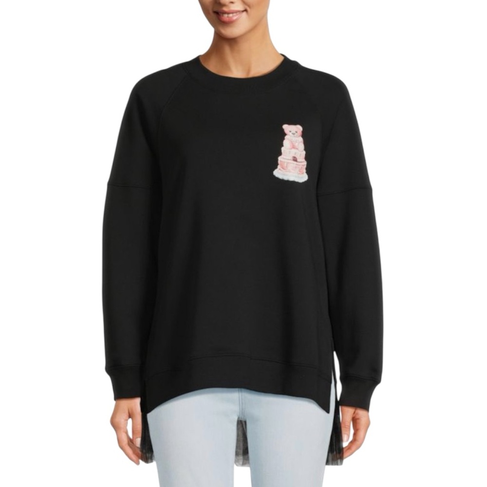 Moschino - Sweatshirt Dress Size 4- TEDDY CAKE Graphic- Tulle hem🖤🧸✨